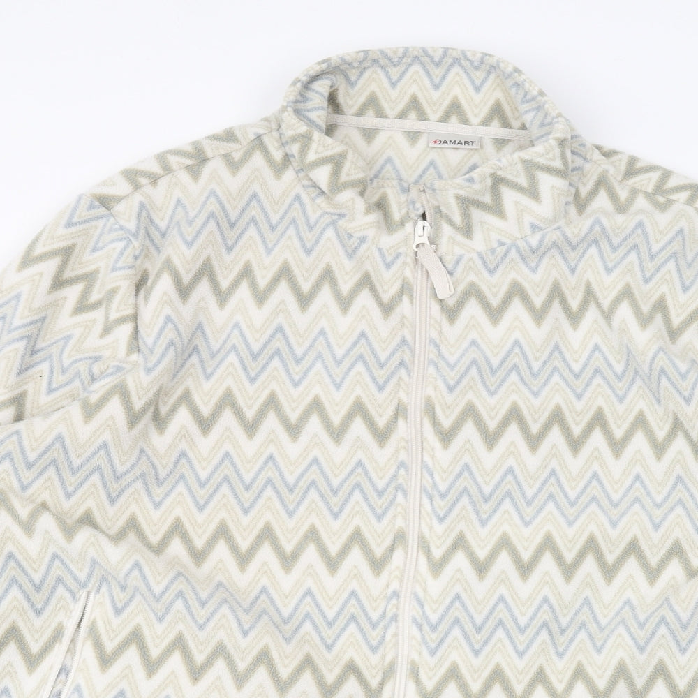 Damart Womens White Striped  Full Zip Jumper Size 22