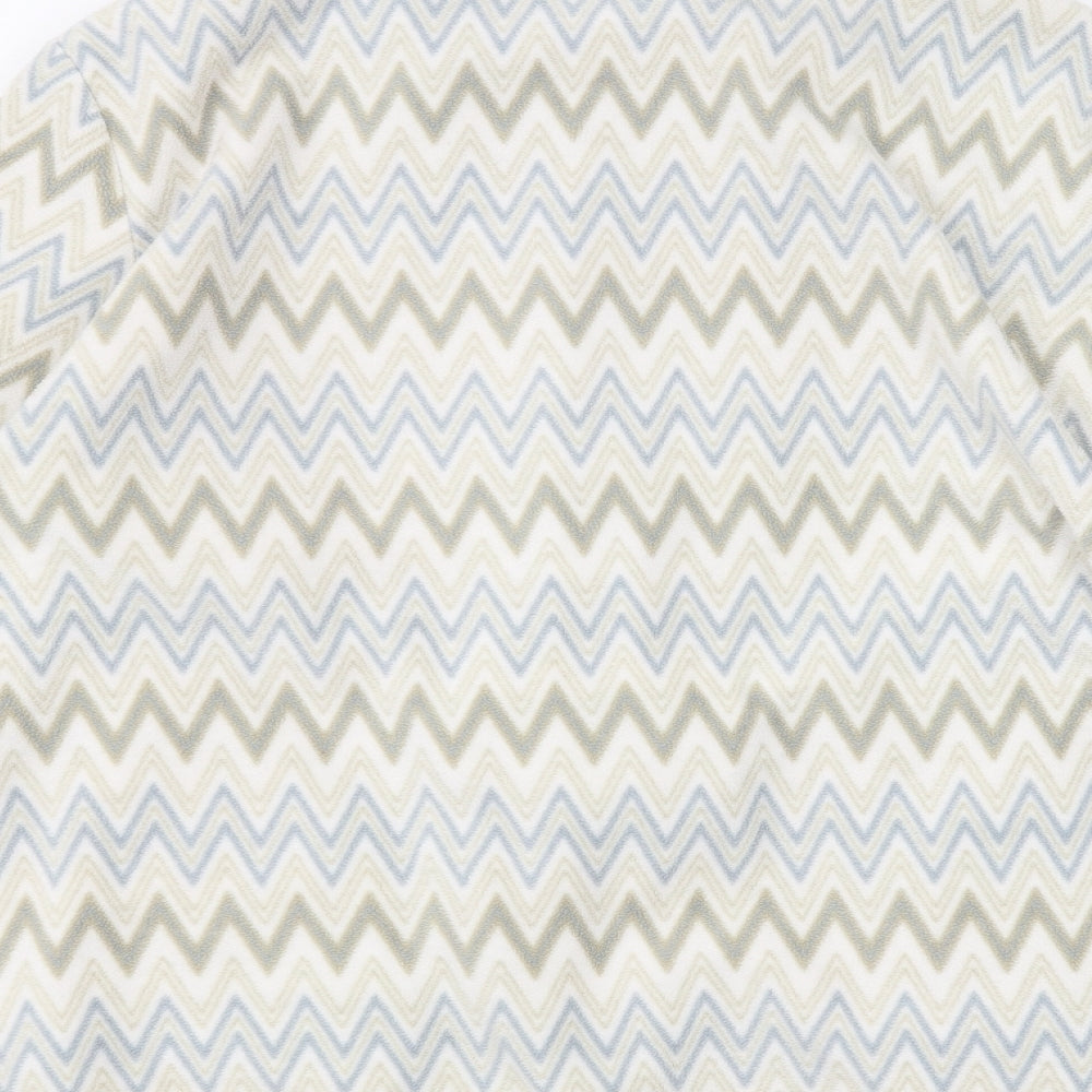 Damart Womens White Striped  Full Zip Jumper Size 22
