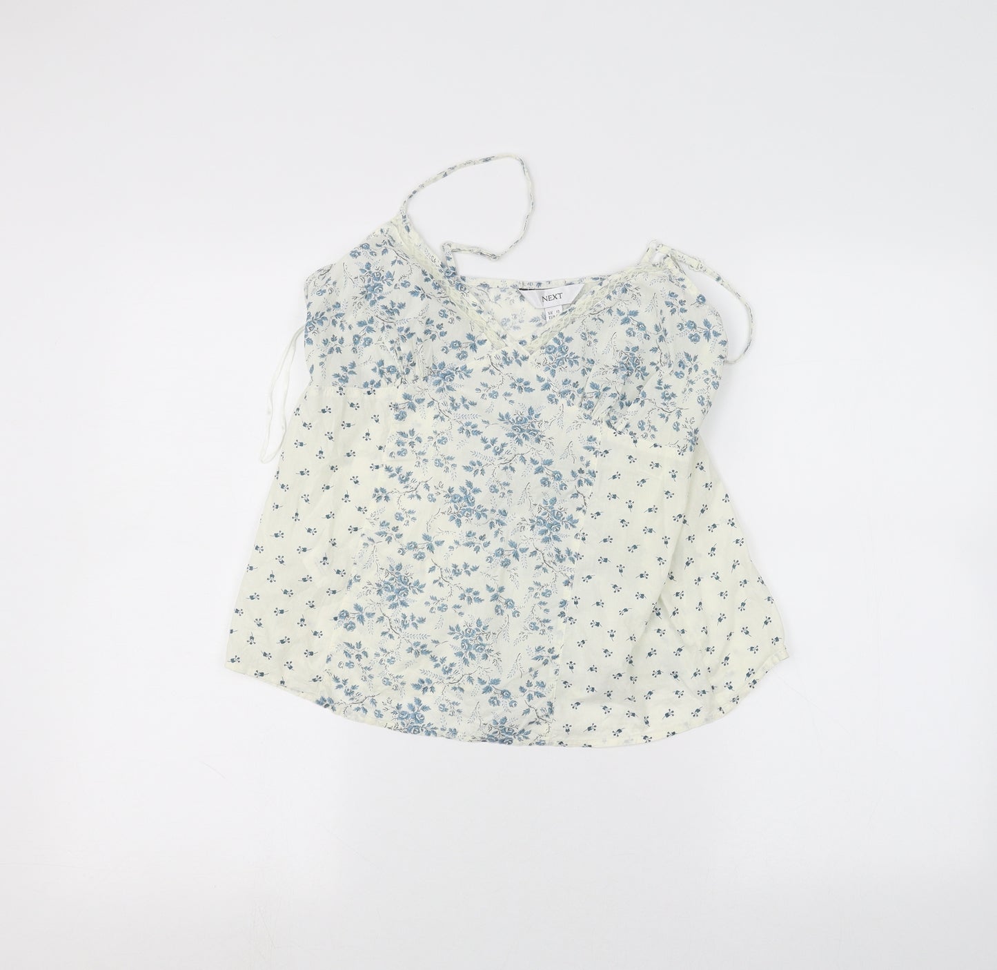NEXT Womens White Floral  Basic Blouse Size 10