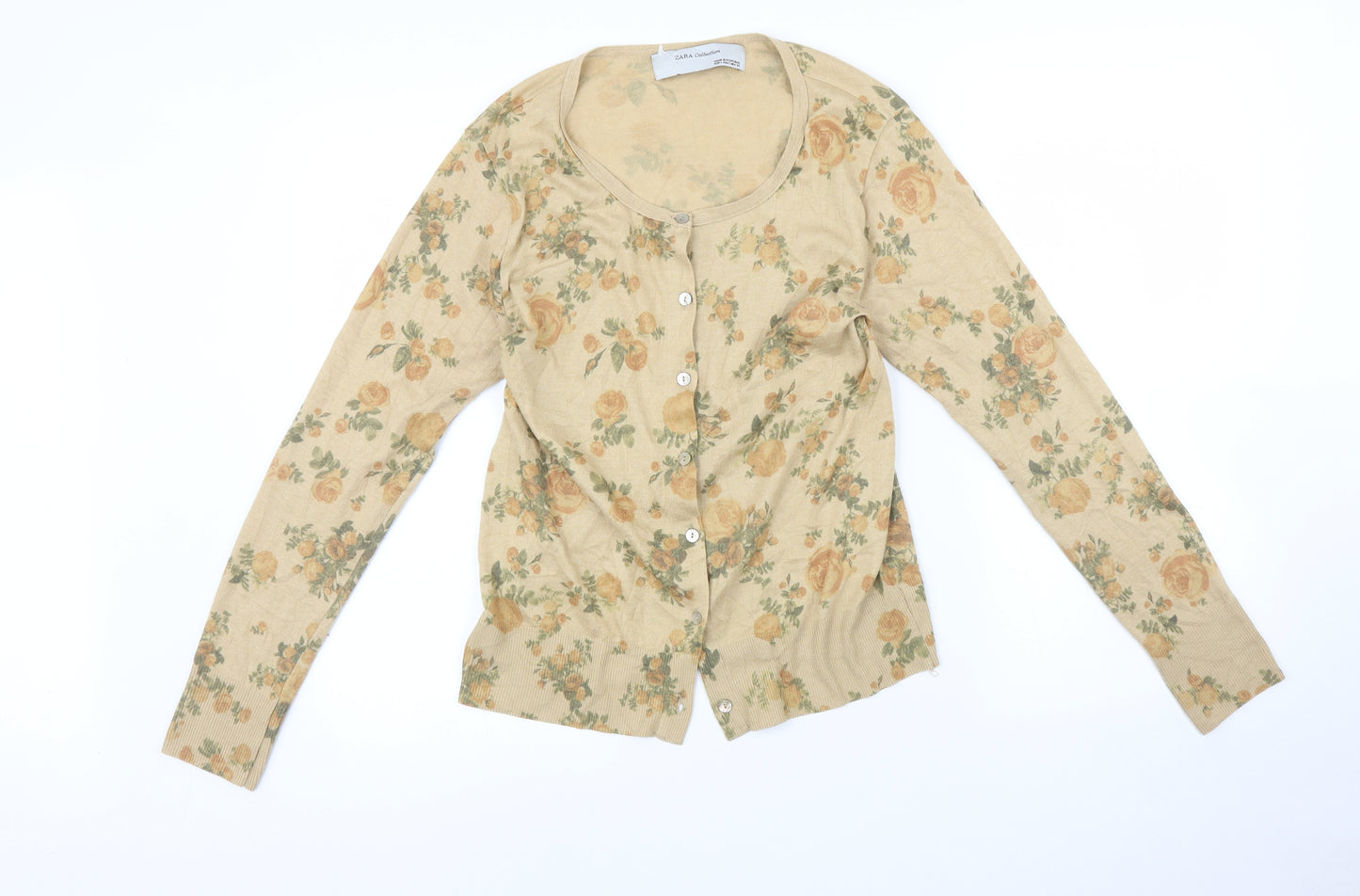 Zara Womens Multicoloured Floral  Cardigan Jumper Size L