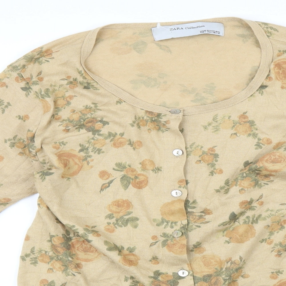 Zara Womens Multicoloured Floral  Cardigan Jumper Size L