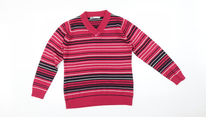 EWM Womens Multicoloured Striped Pullover Sweatshirt Size S