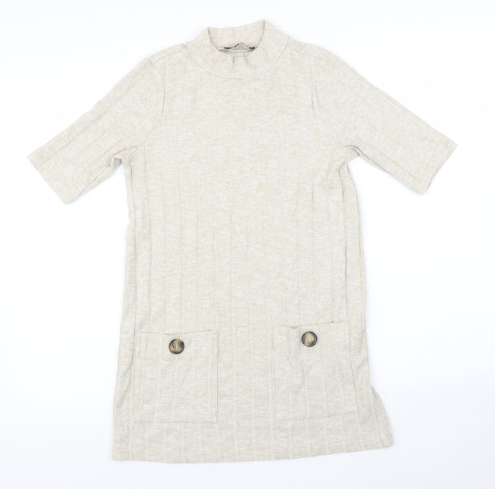 F&F Womens Beige T-Shirt Dress Size 8
