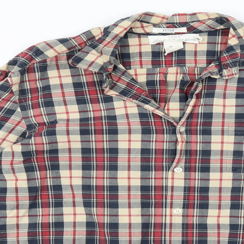 LOGG Mens Multicoloured Check   Button-Up Size L