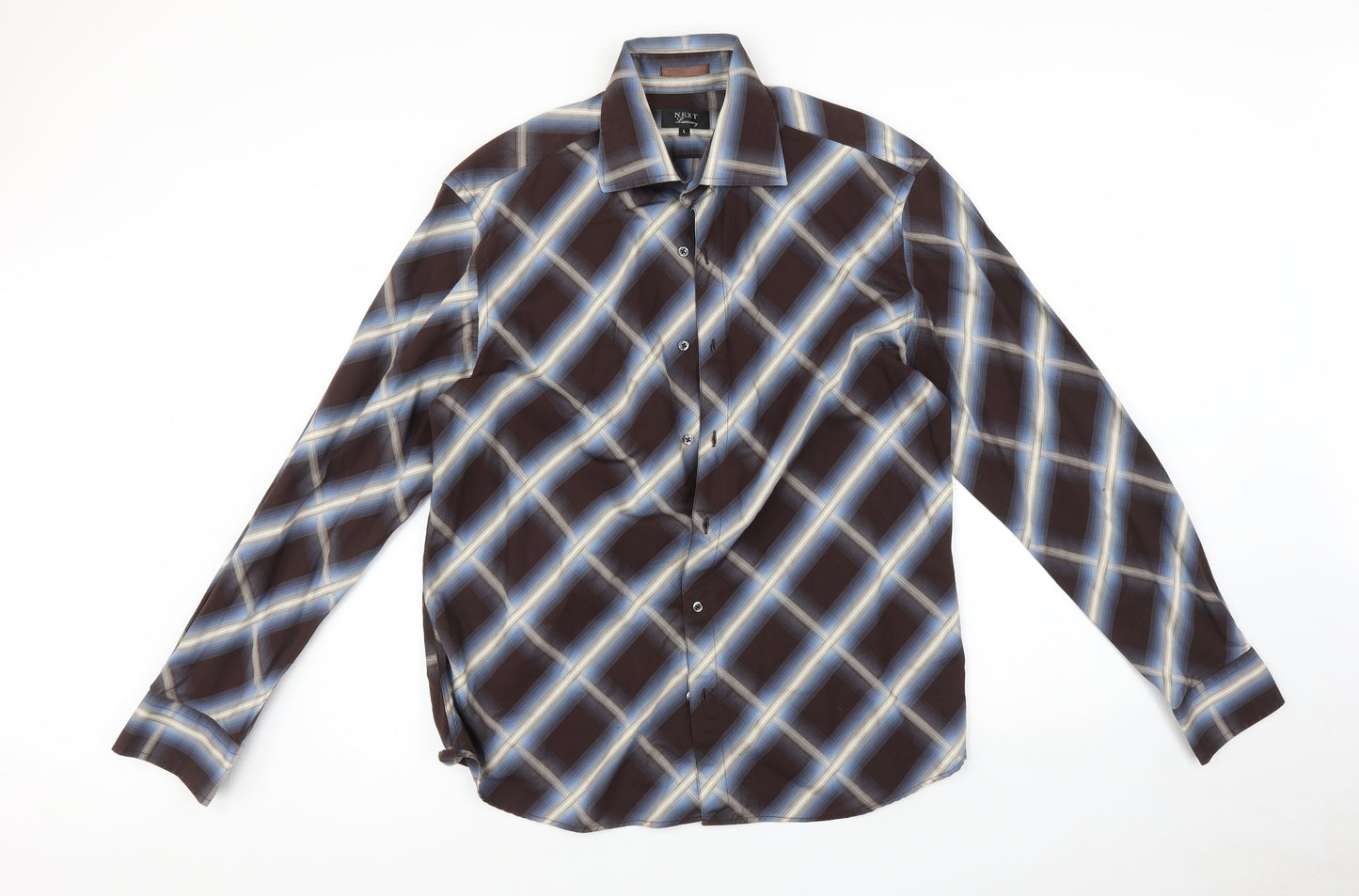NEXT Mens Multicoloured Check   Button-Up Size L