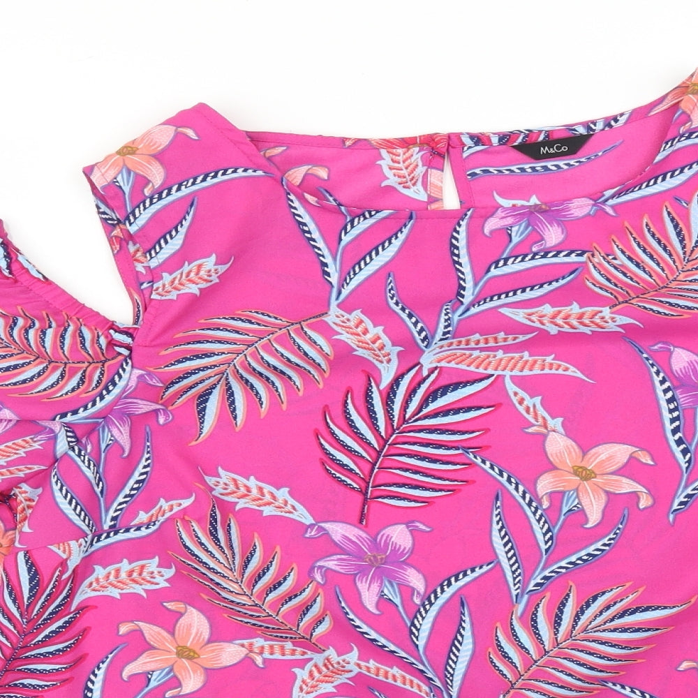 M&Co Womens Pink Floral   Blouse Size 14