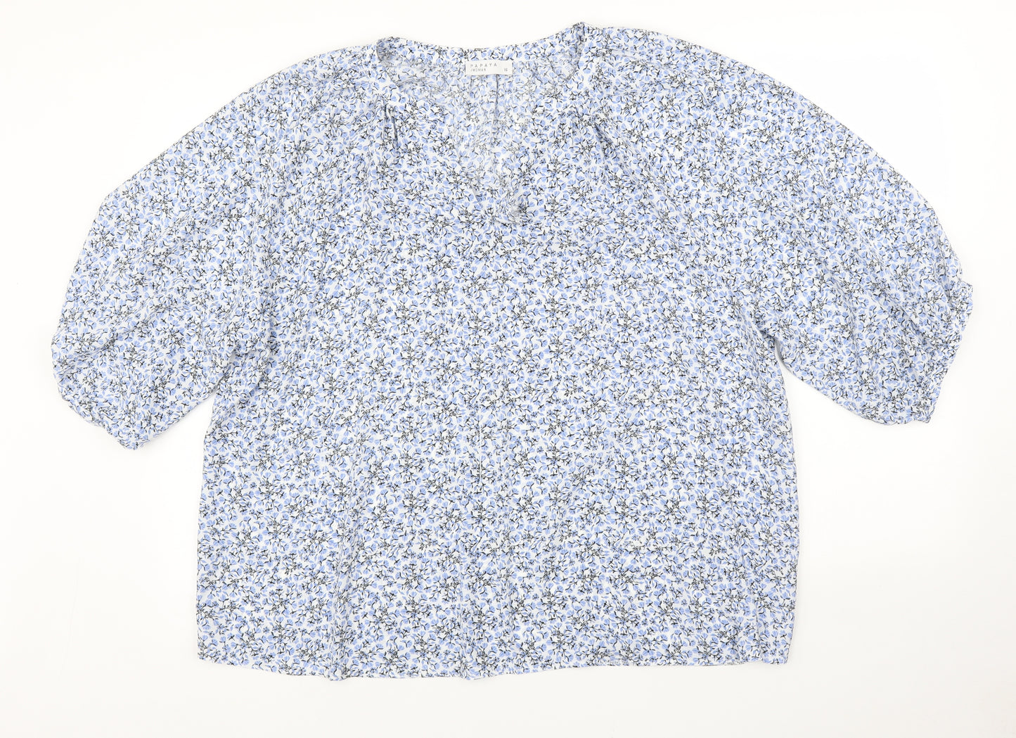 Papaya Womens Blue Floral   Blouse Size 16