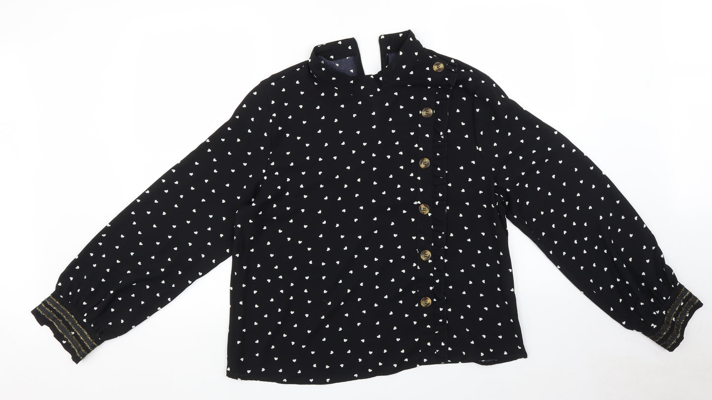 SheIn Womens Black Polka Dot   Blouse Size XL