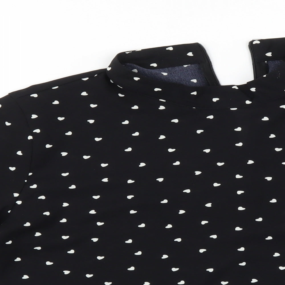 SheIn Womens Black Polka Dot   Blouse Size XL