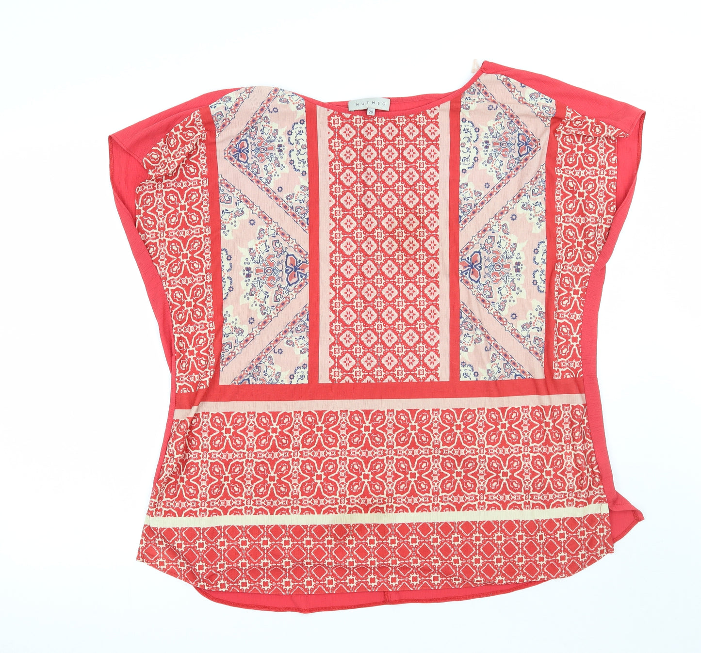 Nutmeg Womens Red Geometric  Tunic T-Shirt Size 20