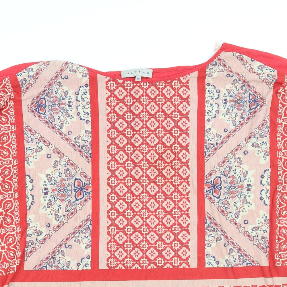 Nutmeg Womens Red Geometric  Tunic T-Shirt Size 20