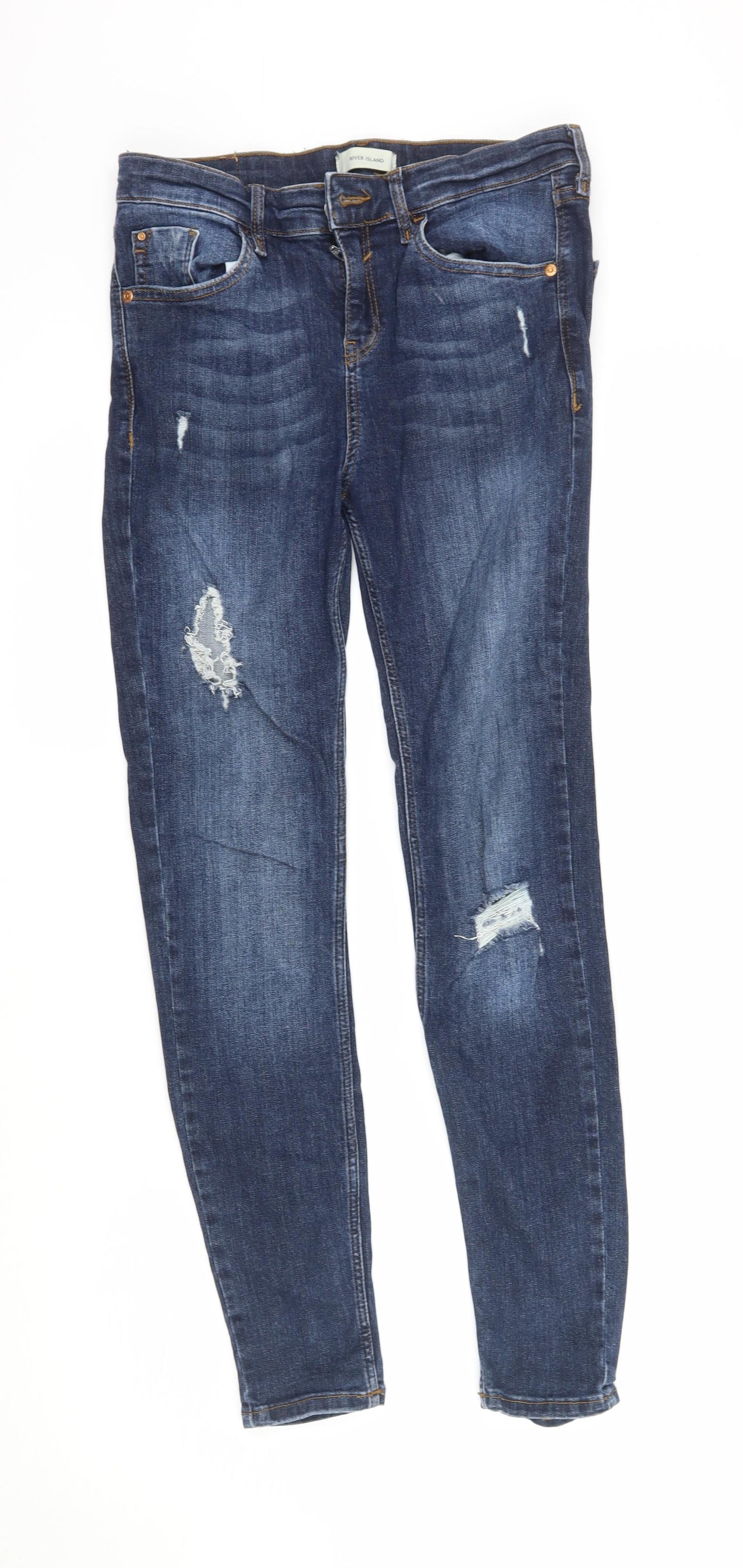 River Island Womens Blue  Denim Skinny Jeans Size 10 L28 in