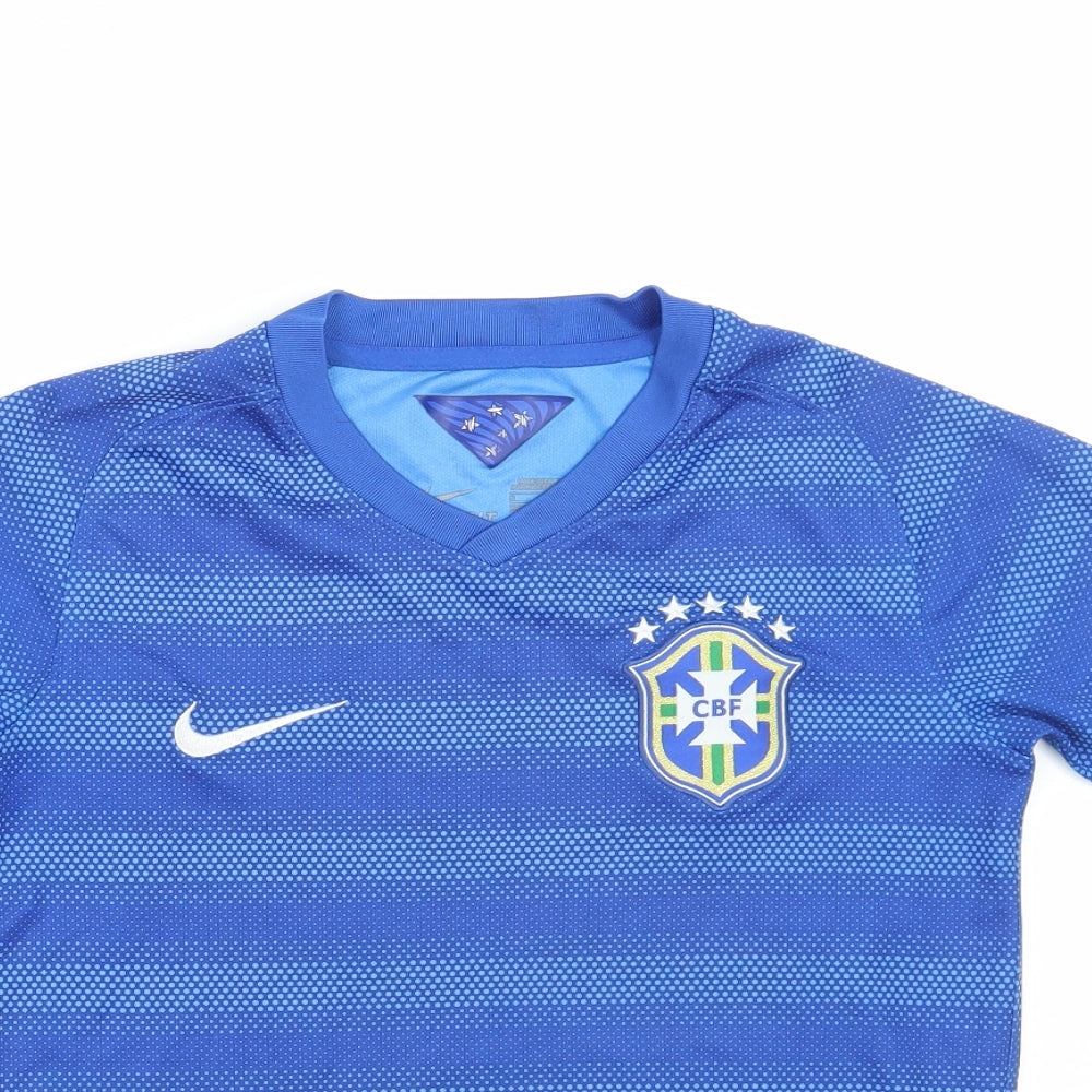 Nike Boys Blue Spotted  Basic T-Shirt Size 9-10 Years  - Brazil Football