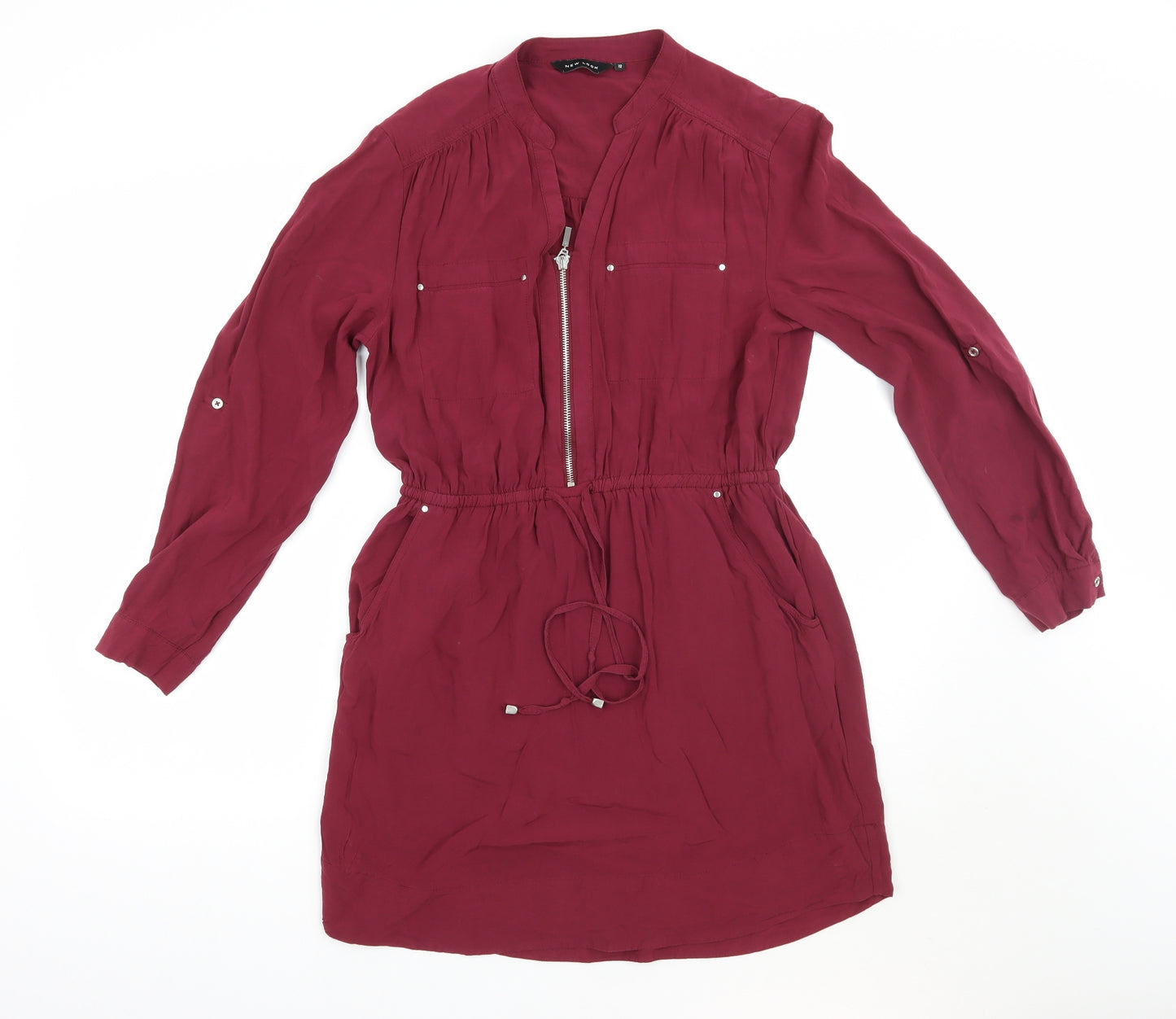 New Look Womens Red   Shirt Dress  Size 12