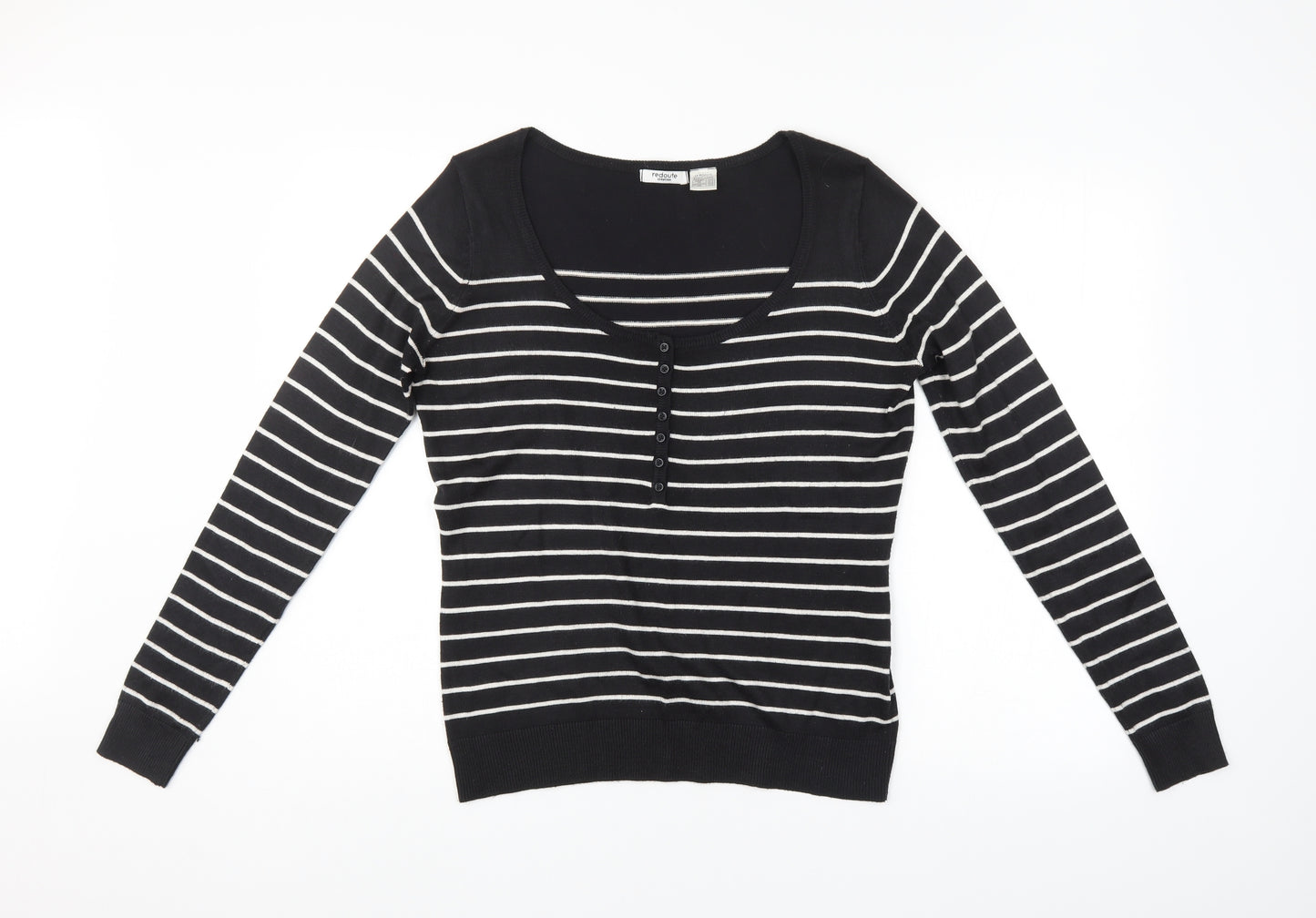 REDOUTE Womens Black Striped  Pullover Jumper Size 14