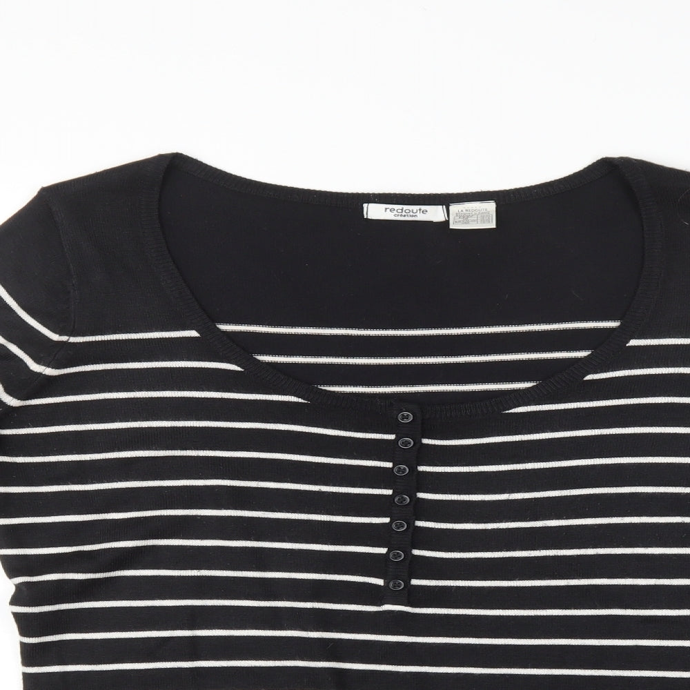 REDOUTE Womens Black Striped  Pullover Jumper Size 14