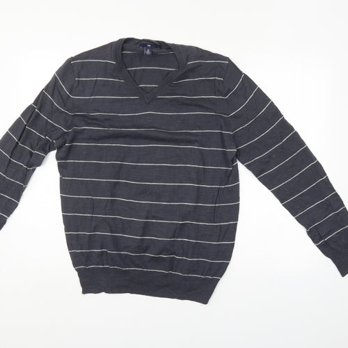 Gap Mens Grey Striped  Pullover Jumper Size M