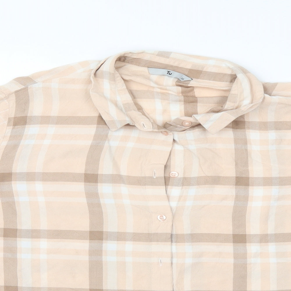 TU Womens Pink Check  Basic Button-Up Size 20