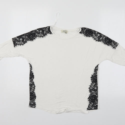 Papaya Womens White Floral  Basic T-Shirt Size 8