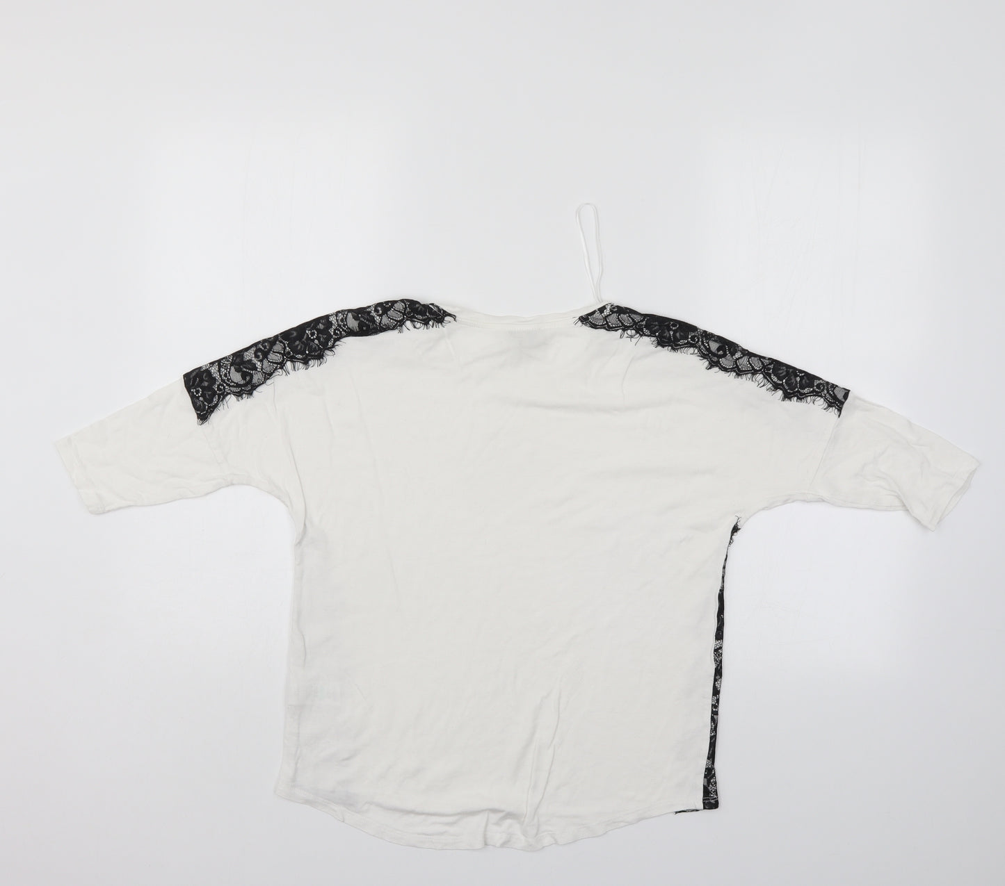Papaya Womens White Floral  Basic T-Shirt Size 8