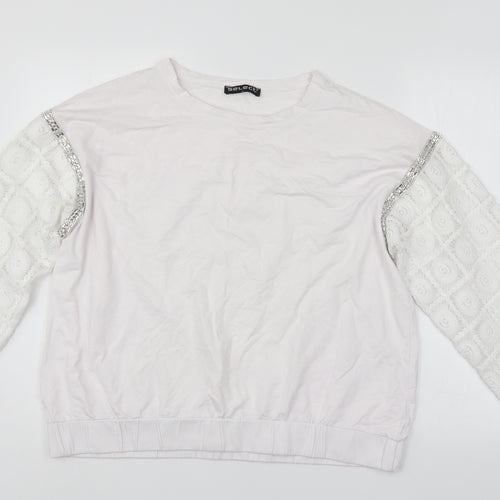 Select Womens White   Pullover Jumper Size L