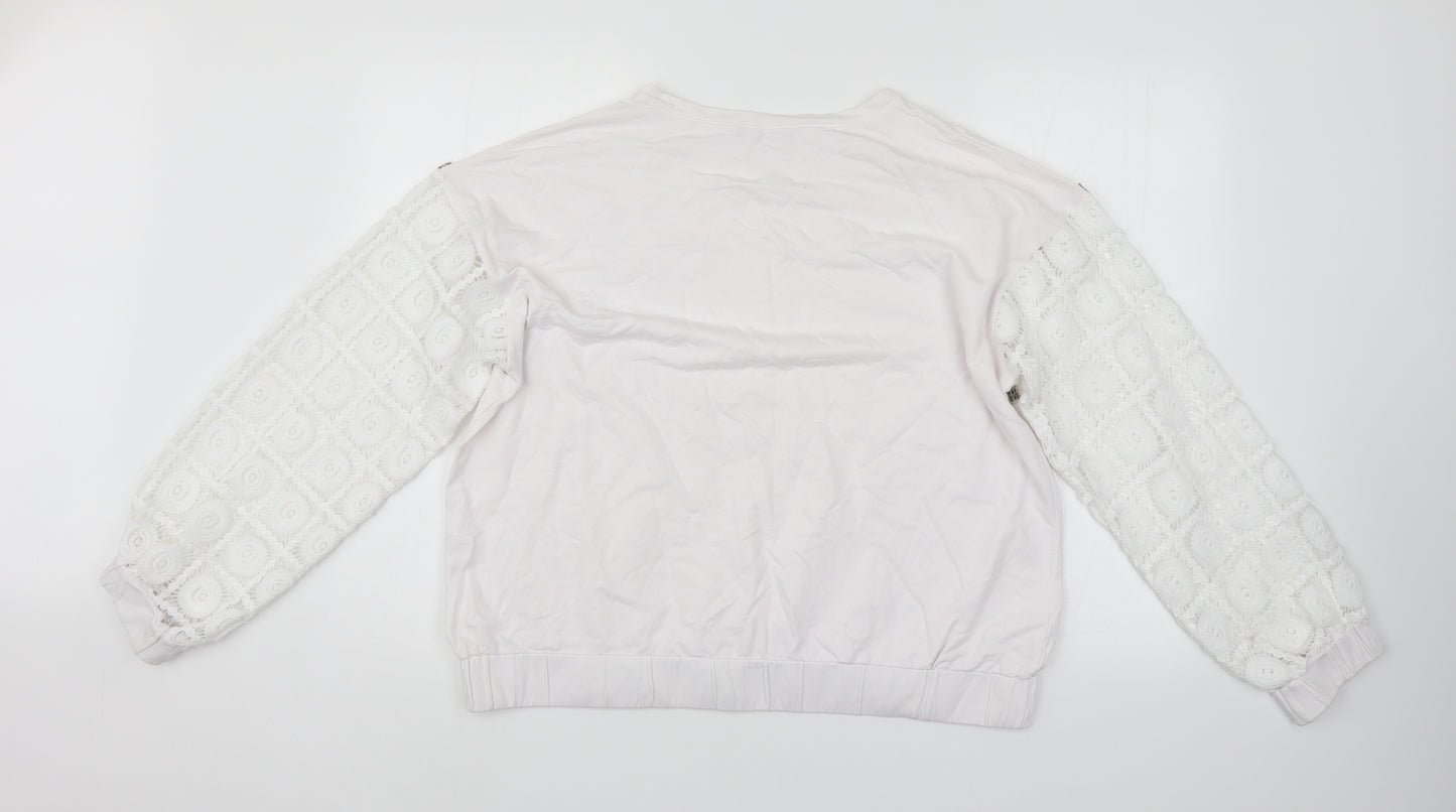 Select Womens White   Pullover Jumper Size L