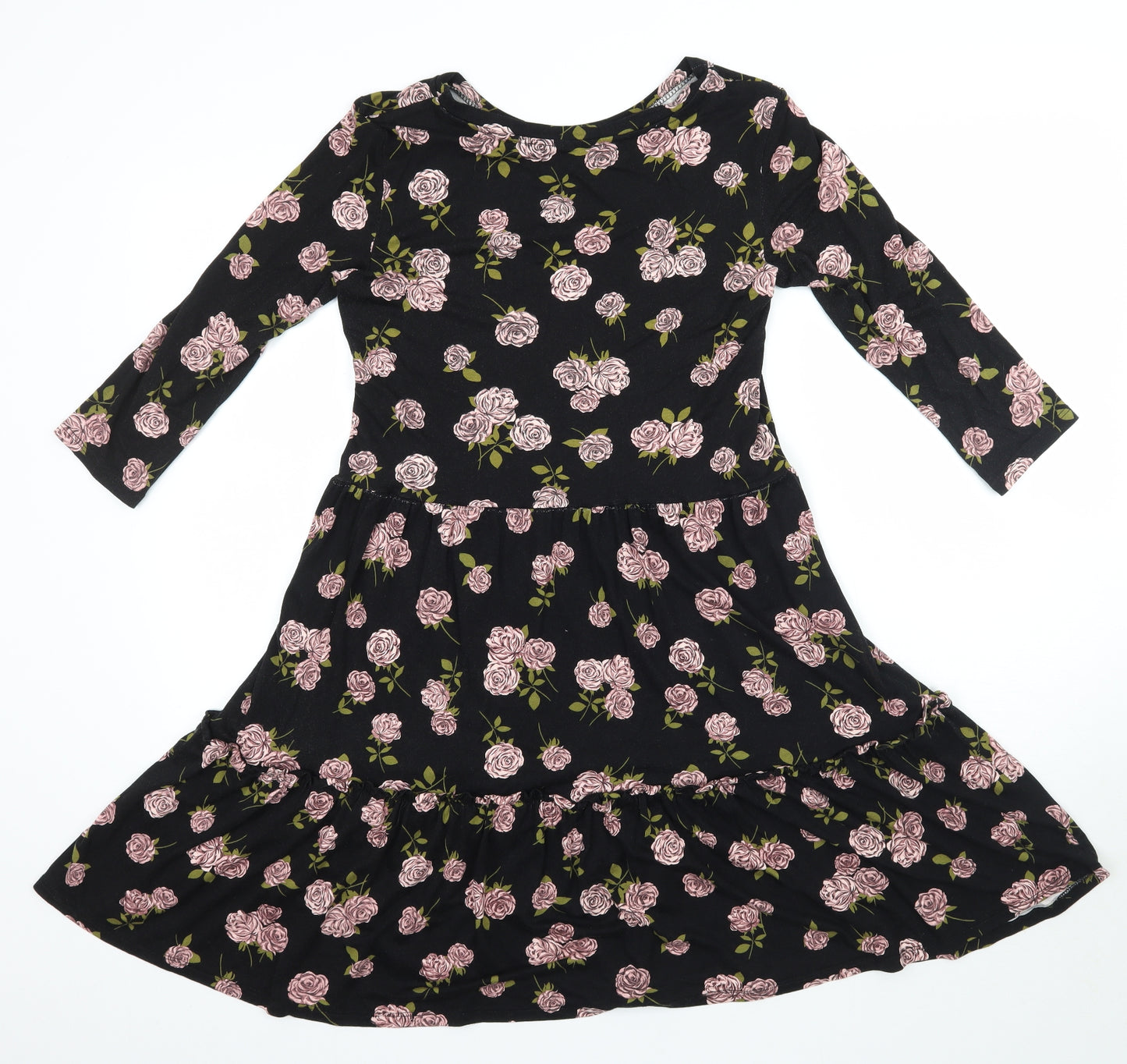 Dorothy Perkins Womens Black Floral  Fit & Flare  Size 8