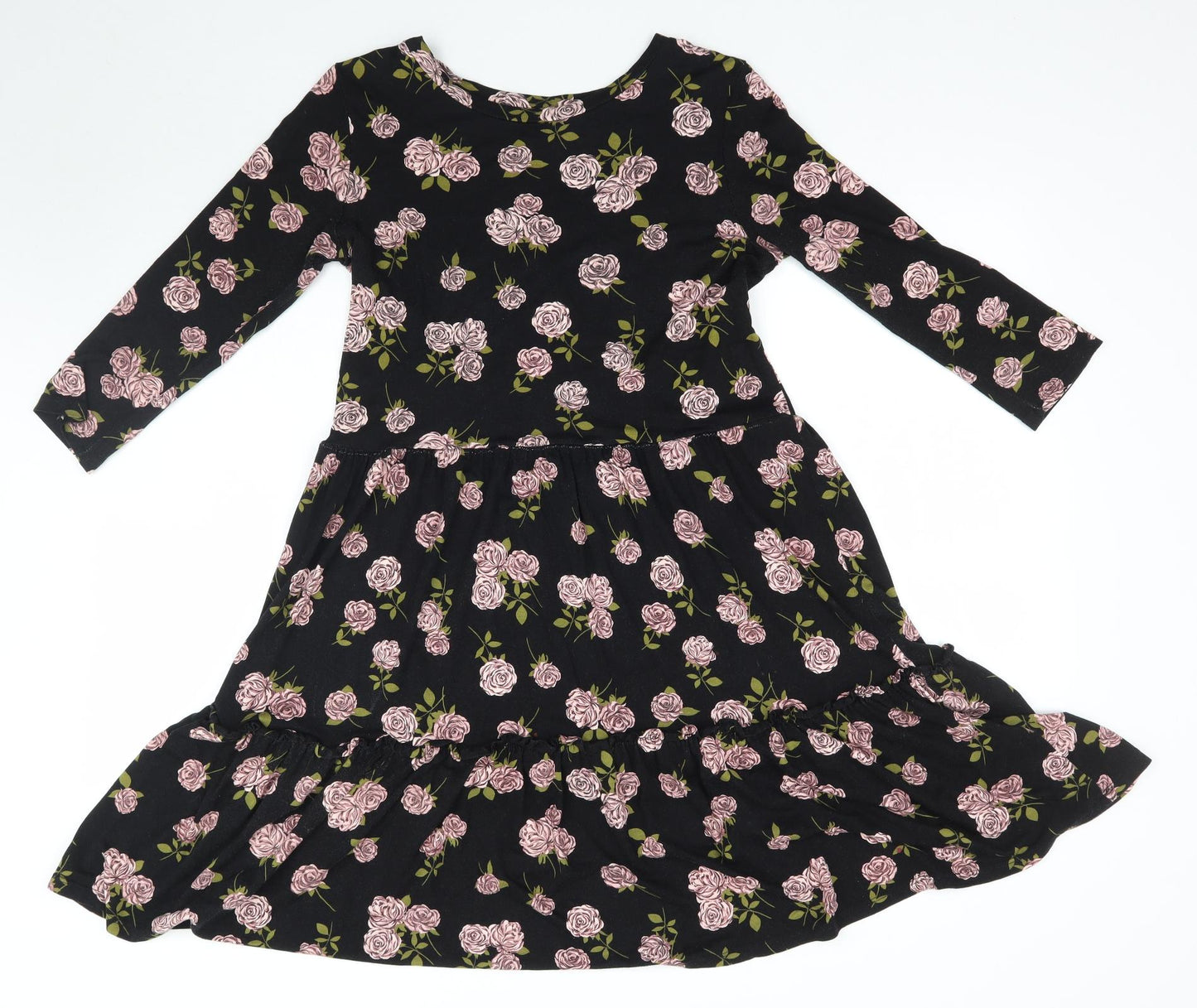 Dorothy Perkins Womens Black Floral  Fit & Flare  Size 8