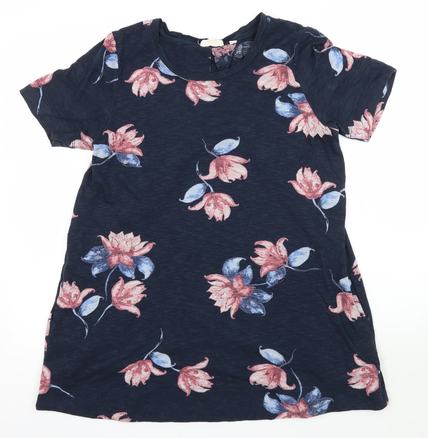 Fat Face Womens Blue Floral  Basic T-Shirt Size 8