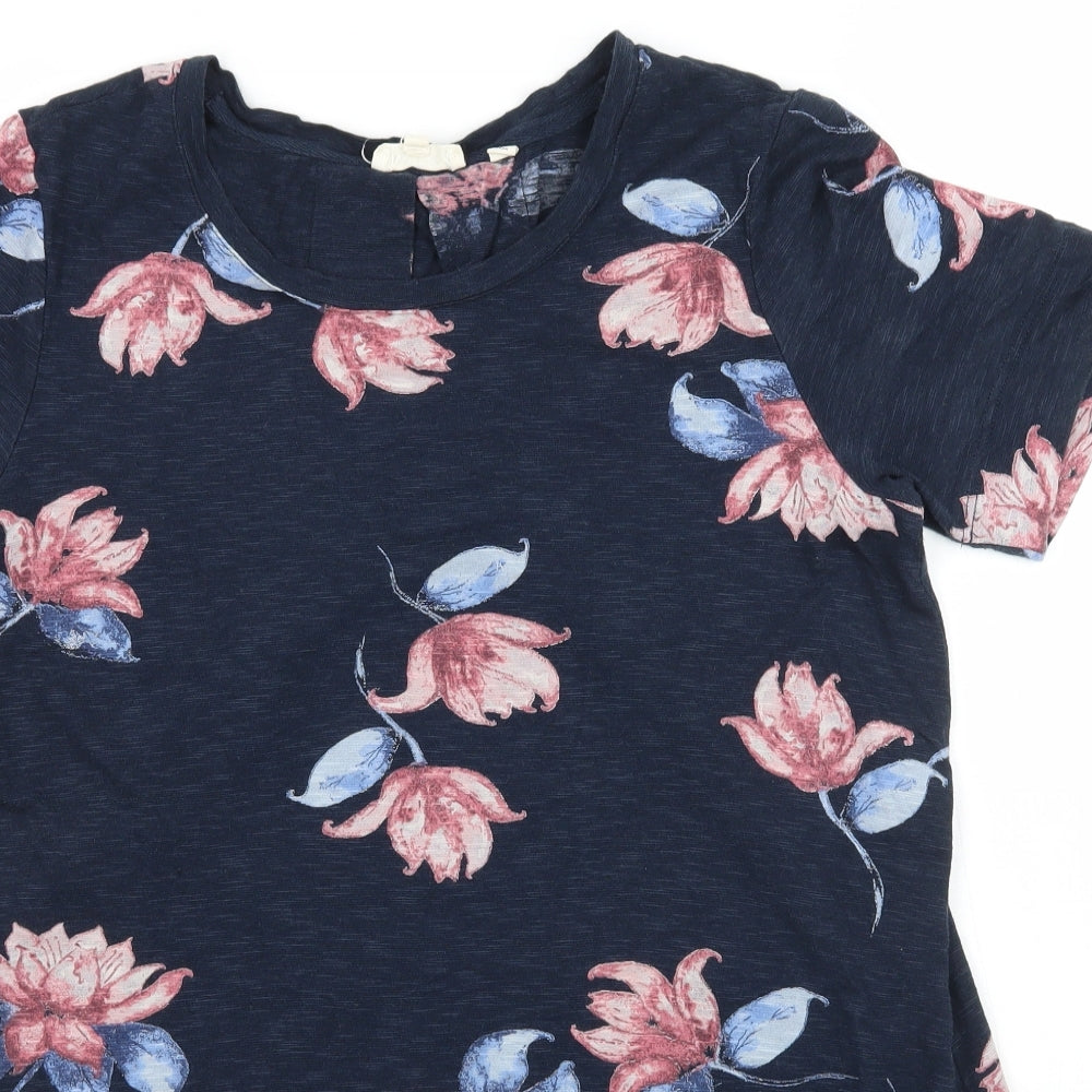Fat Face Womens Blue Floral  Basic T-Shirt Size 8