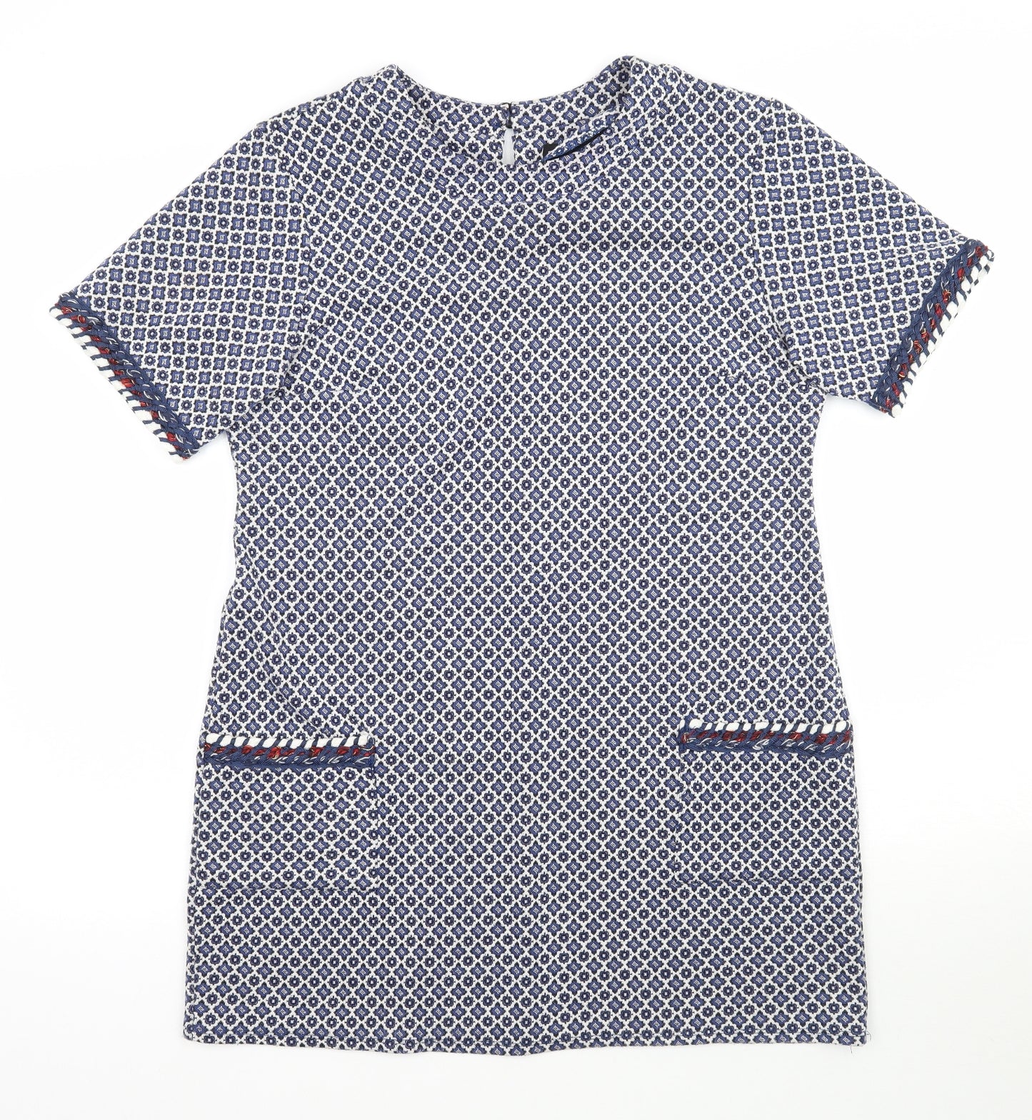 Dorothy Perkins Womens Blue Geometric  Tunic Blouse Size 10