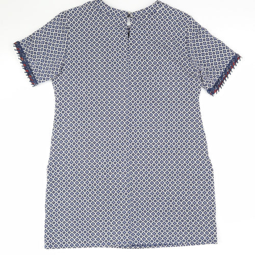 Dorothy Perkins Womens Blue Geometric  Tunic Blouse Size 10