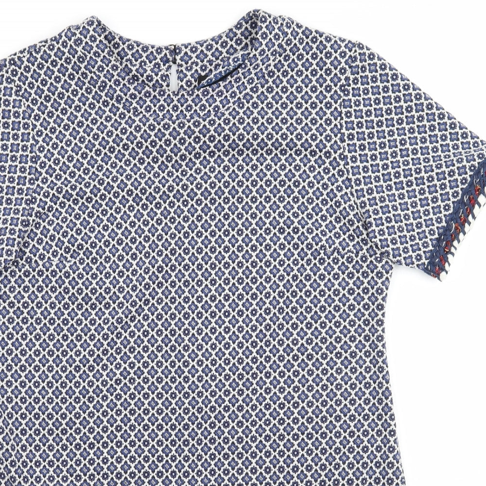 Dorothy Perkins Womens Blue Geometric  Tunic Blouse Size 10