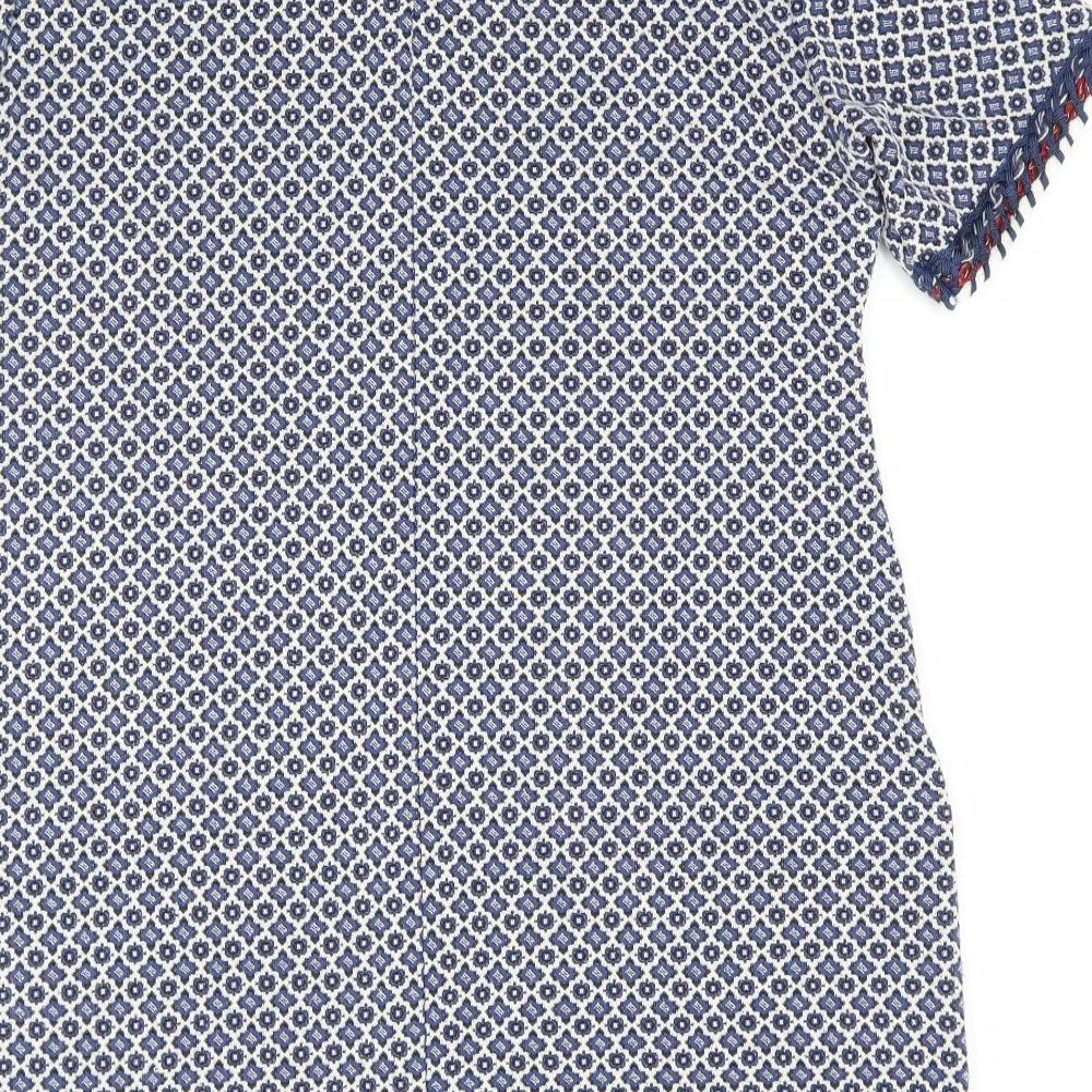 Dorothy Perkins Womens Blue Geometric  Tunic Blouse Size 10