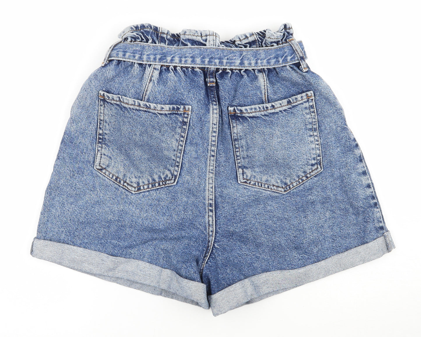 New Look Womens Blue  Denim Paperbag Shorts Size 8