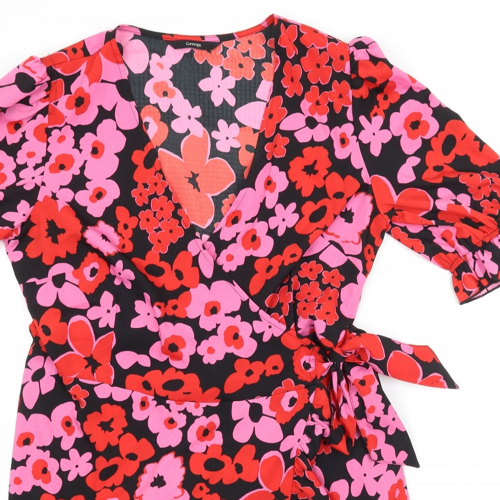 George Womens Multicoloured Floral  Wrap Dress  Size 10
