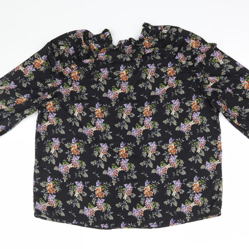 In the Style Womens Black Floral  Basic Blouse Size 10