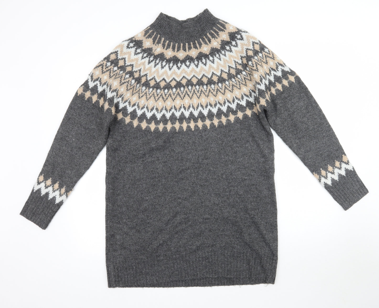 George Womens Grey Fair Isle Knit Pullover Jumper Size M  - Christmas