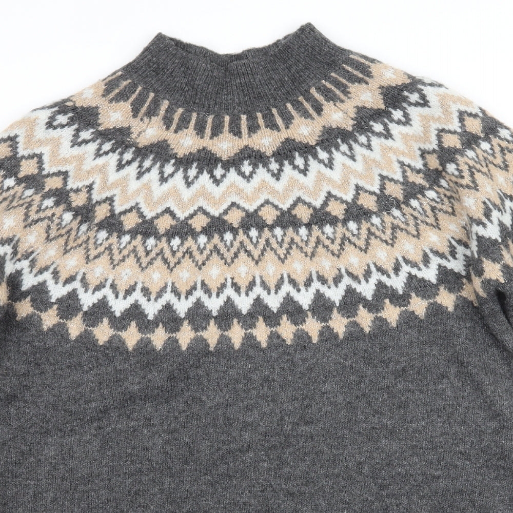 George Womens Grey Fair Isle Knit Pullover Jumper Size M  - Christmas