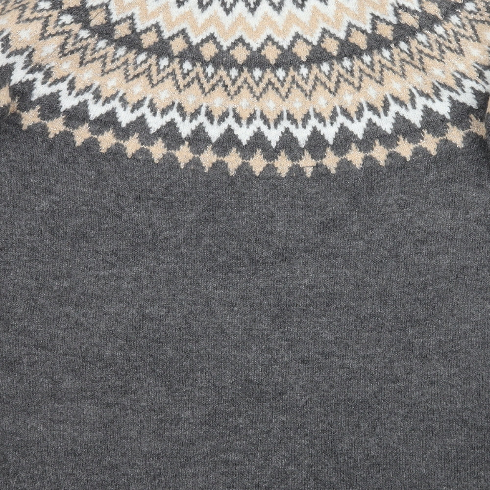 George Womens Grey Fair Isle Knit Pullover Jumper Size M  - Christmas