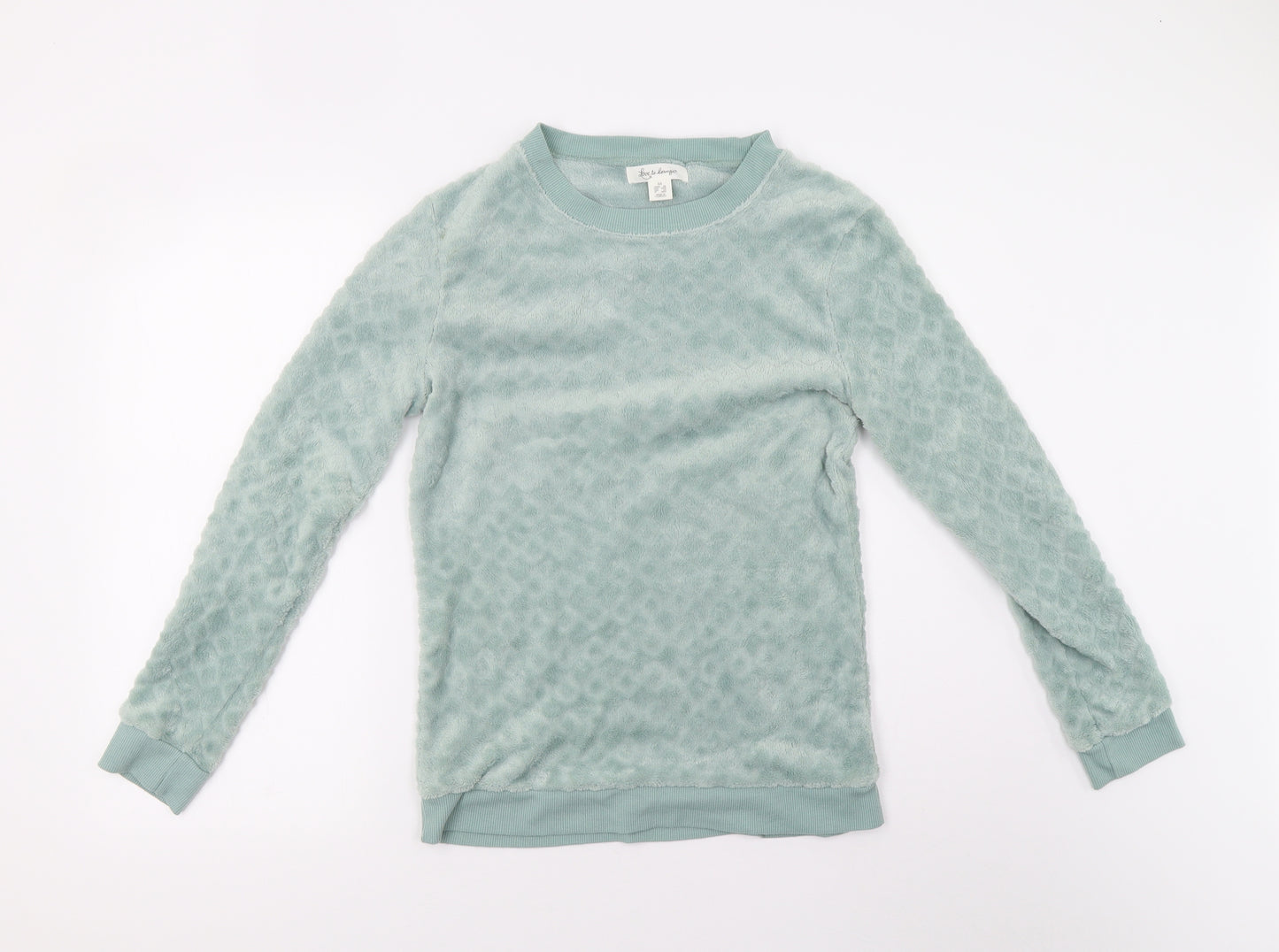 Primark Womens Green Solid Fleece Top Pyjama Top Size XS