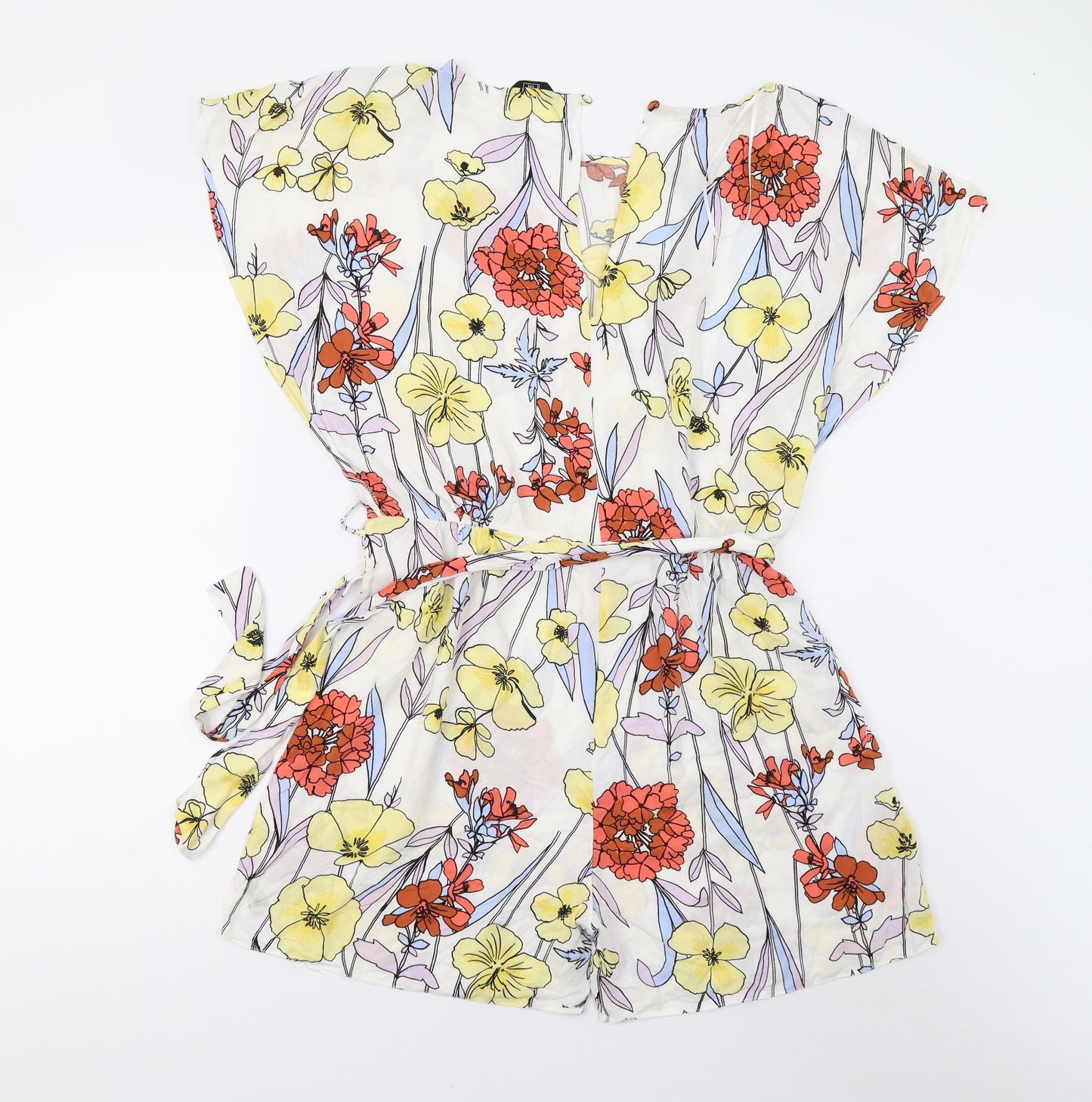 F&F Womens Multicoloured Floral  Playsuit One-Piece Size 14