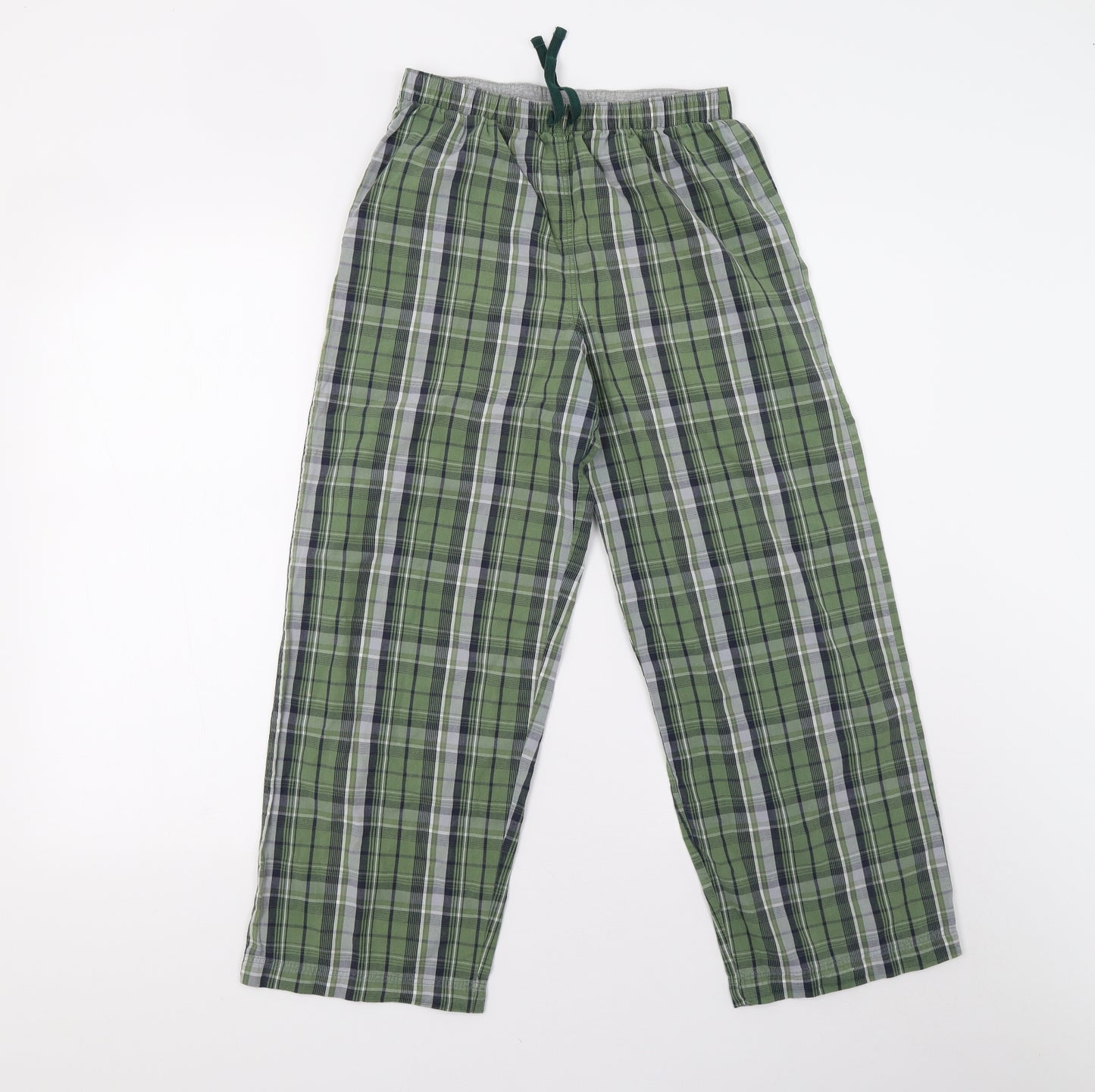 M&S Boys Green Check   Pyjama Pants Size 11-12 Years