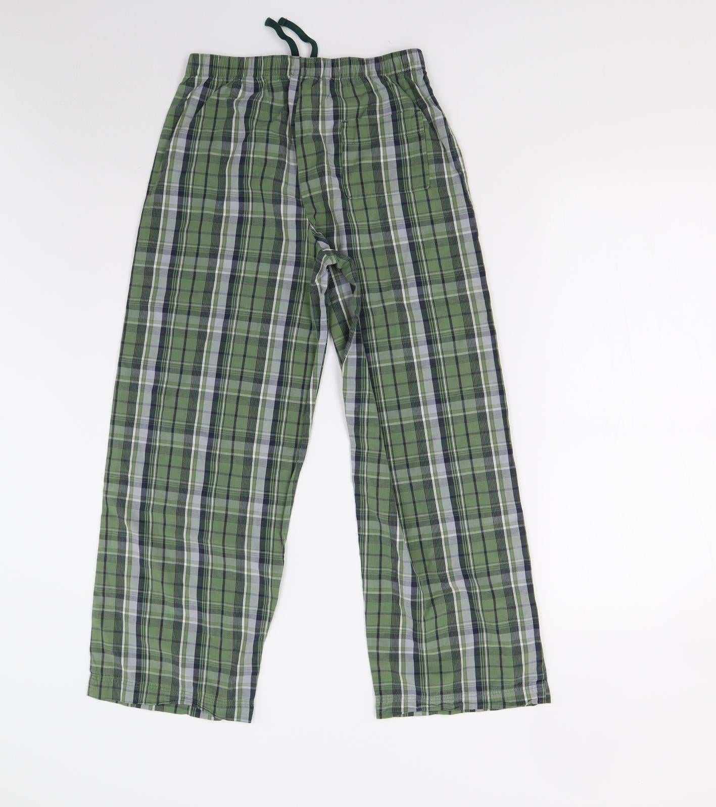 M&S Boys Green Check   Pyjama Pants Size 11-12 Years