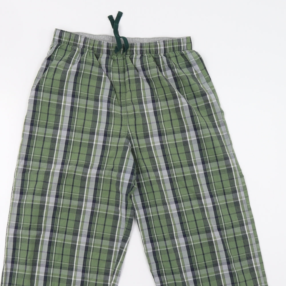M&S Boys Green Check   Pyjama Pants Size 11-12 Years