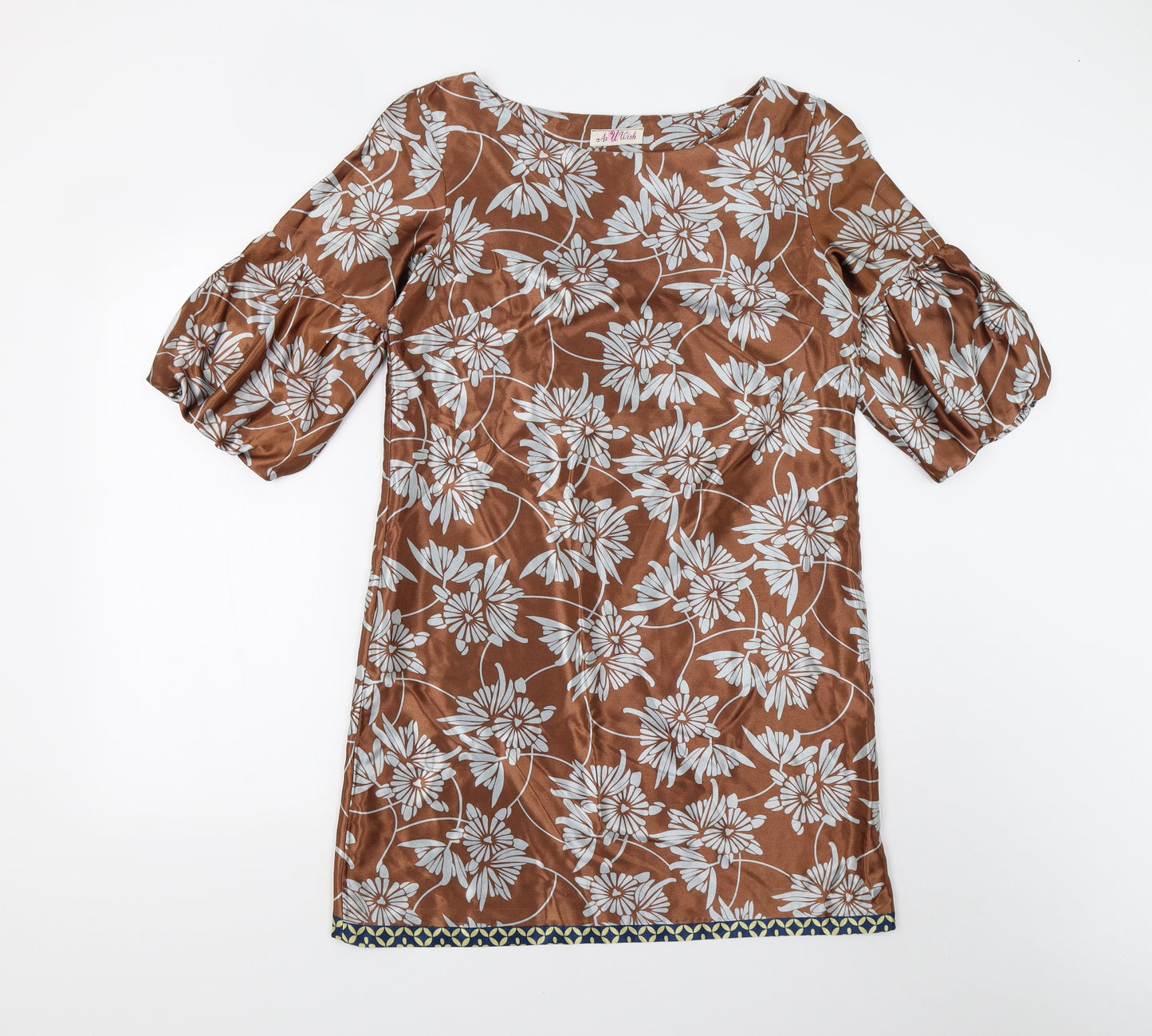 As U Wish Womens Brown Floral  Shift  Size M