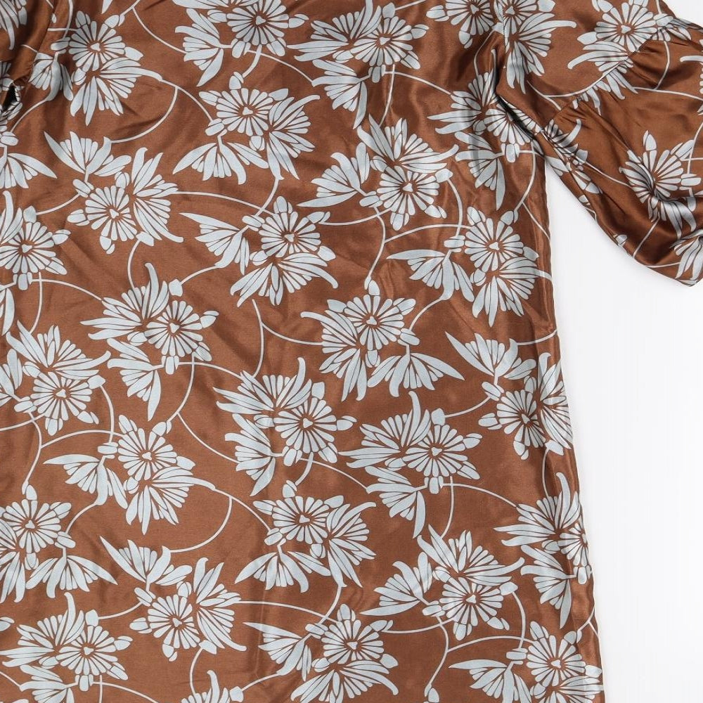 As U Wish Womens Brown Floral  Shift  Size M