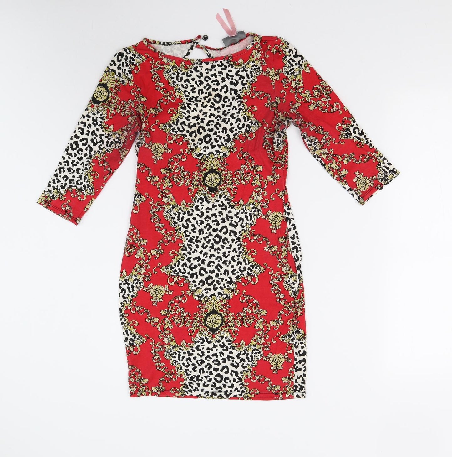 Lipsy Womens Red Geometric  Bodycon  Size 12