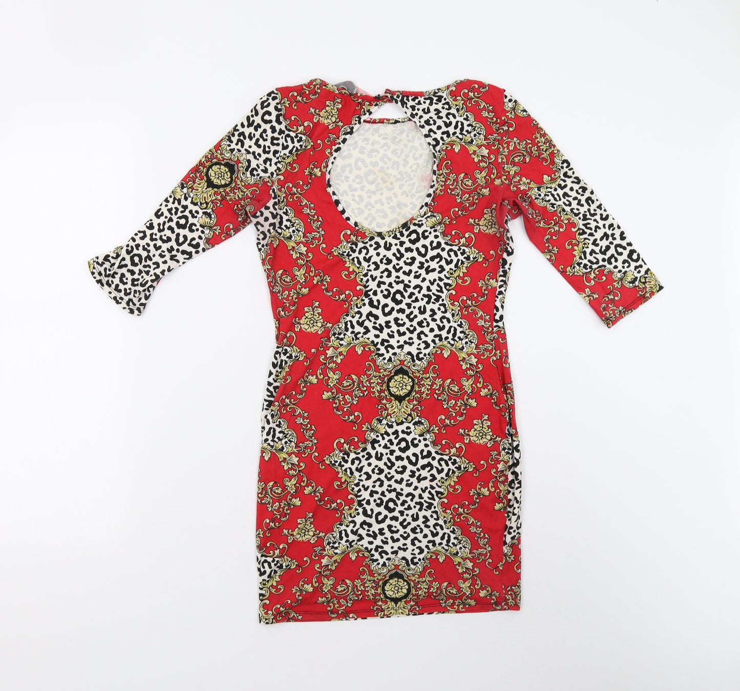 Lipsy Womens Red Geometric  Bodycon  Size 12