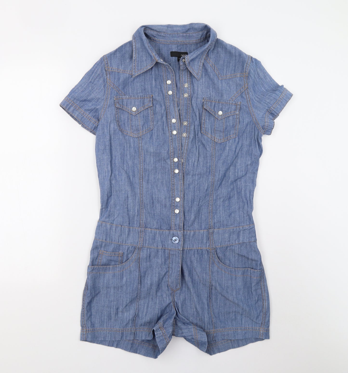 NEXT Womens Blue  Denim Playsuit One-Piece Size 10